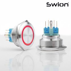 30MM METAL YAYLI BUTON 12-24V KIRMIZI LED