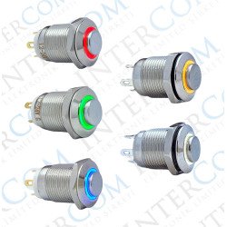 12MM YAYLI LEDLİ METAL BUTON - 1NO - IP67 12MM YAYLI LEDLİ METAL BUTON - 1NO - IP67