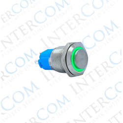 E20 16MM METAL BUTON KALICILI 12-24V YEŞİL LED 1NO/1NC