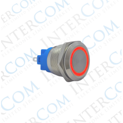 E1 19MM METAL BUTON KALICILI 12-24V KIRMIZI LED 1NO/1NC